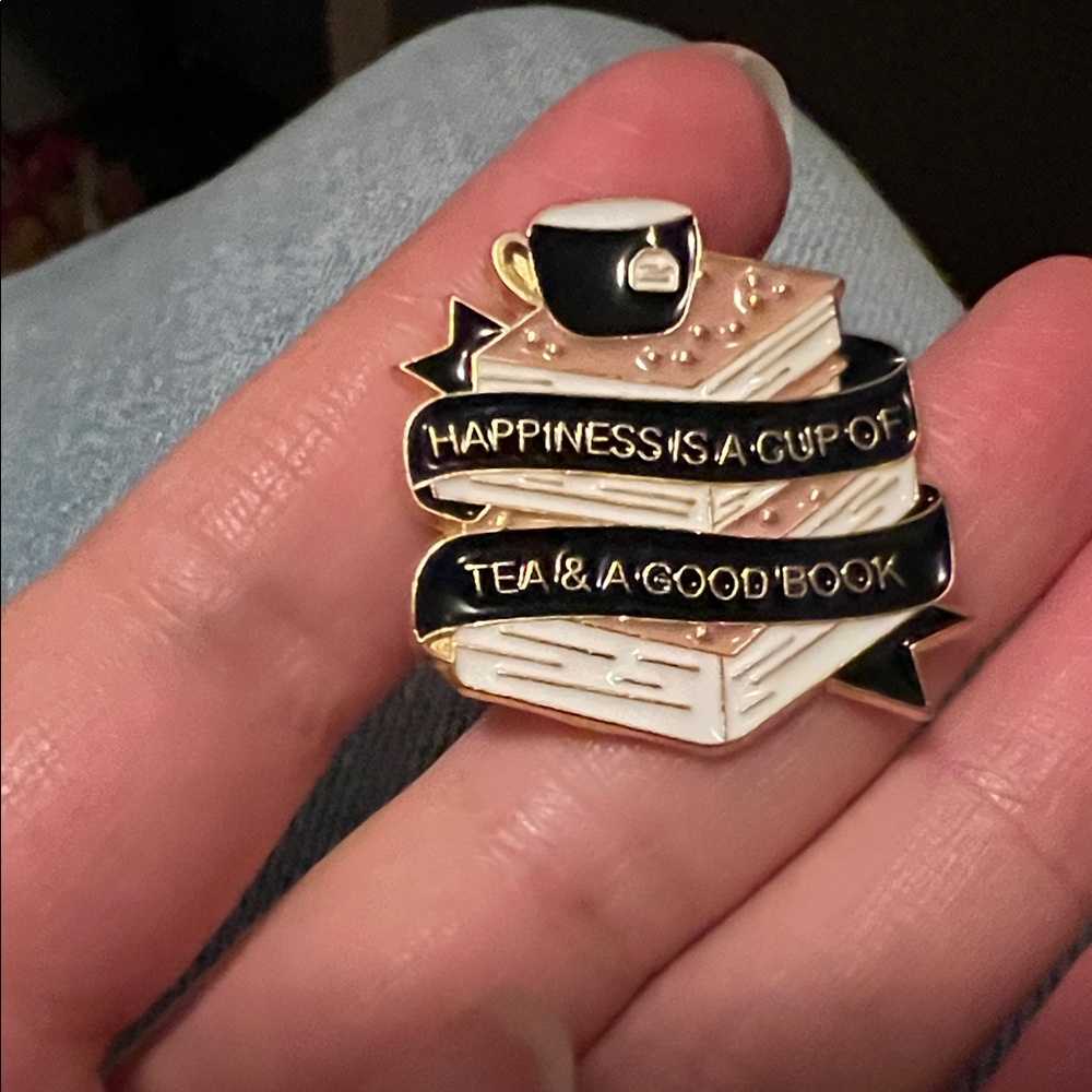 Book and Tea Enamel Pin